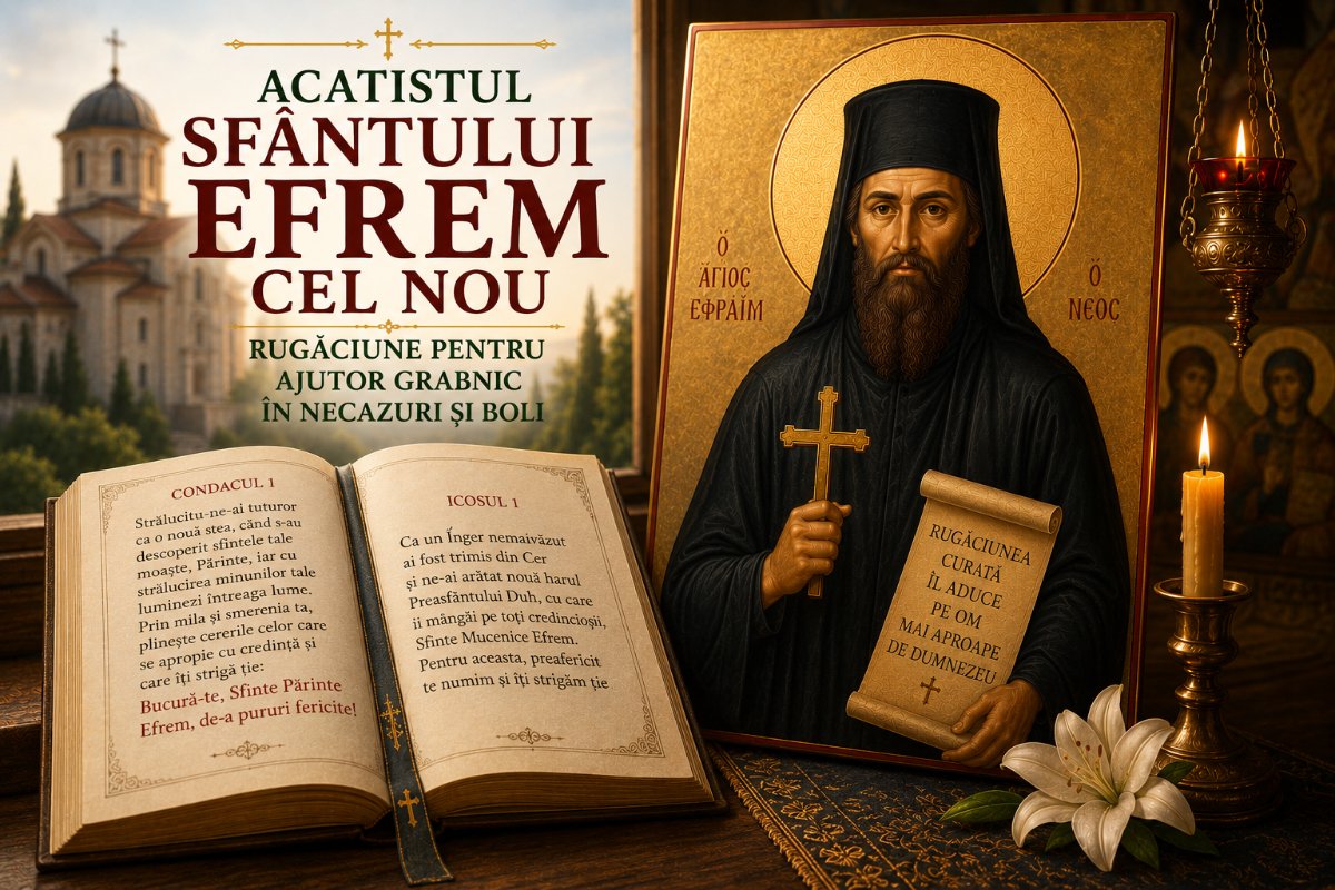 Acatistul Sfântului Efrem cel Nou: Rugăciune pentru ajutor grabnic în necazuri și boli