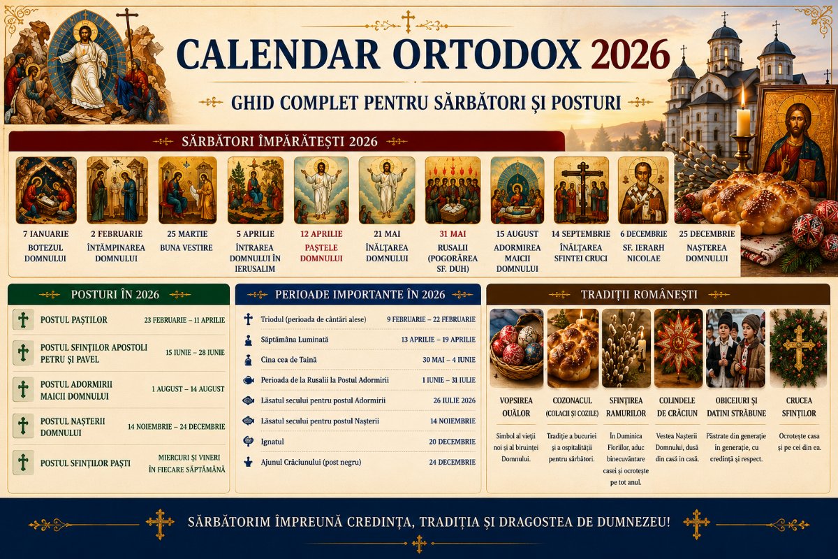 Calendar Ortodox 2026: Ghid Complet pentru Sărbători și Posturi