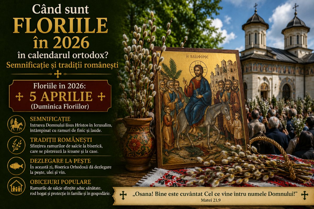 Când sunt Floriile în 2026 în calendarul ortodox? Semnificație și tradiții românești