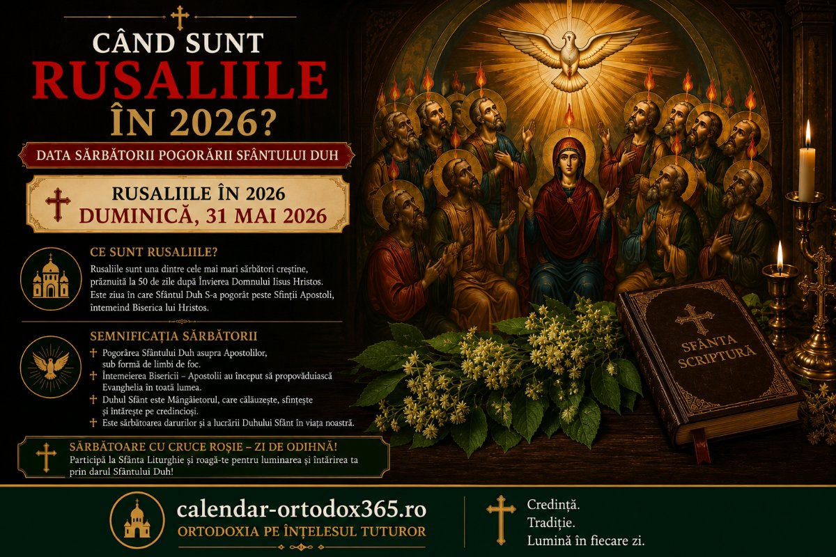 Când sunt Rusaliile în 2026? Data și Semnificația Sărbătorii Pogorârii Sfântului Duh