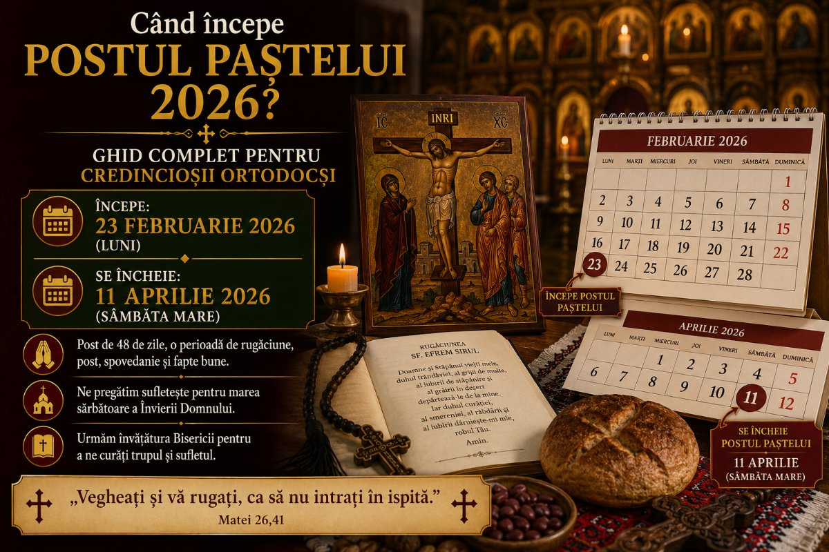 Când începe Postul Paștelui 2026? Ghid complet pentru credincioșii ortodocși