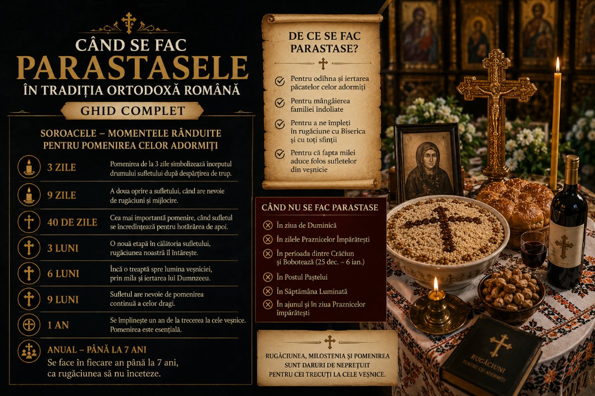 Când se fac parastasele în tradiția ortodoxă română: Ghid complet