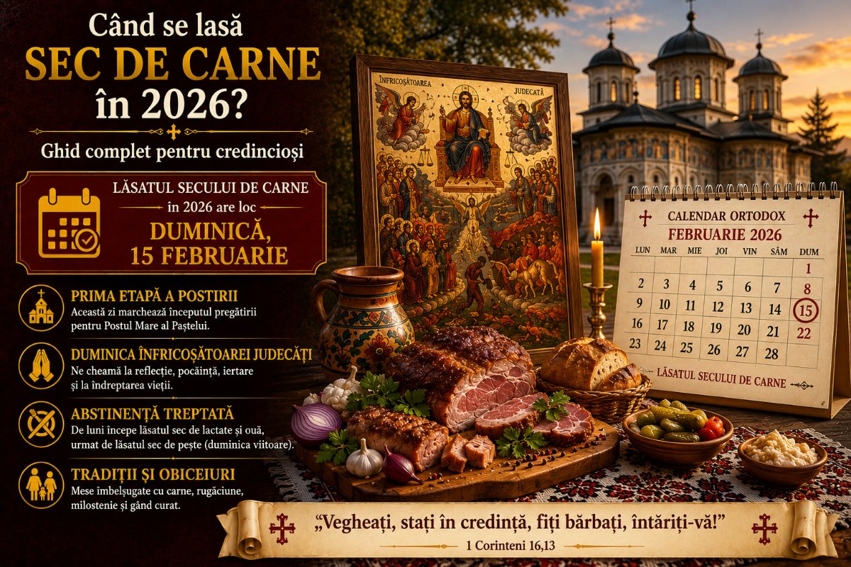 Când se lasă sec de carne în 2026? Ghid complet pentru credincioși
