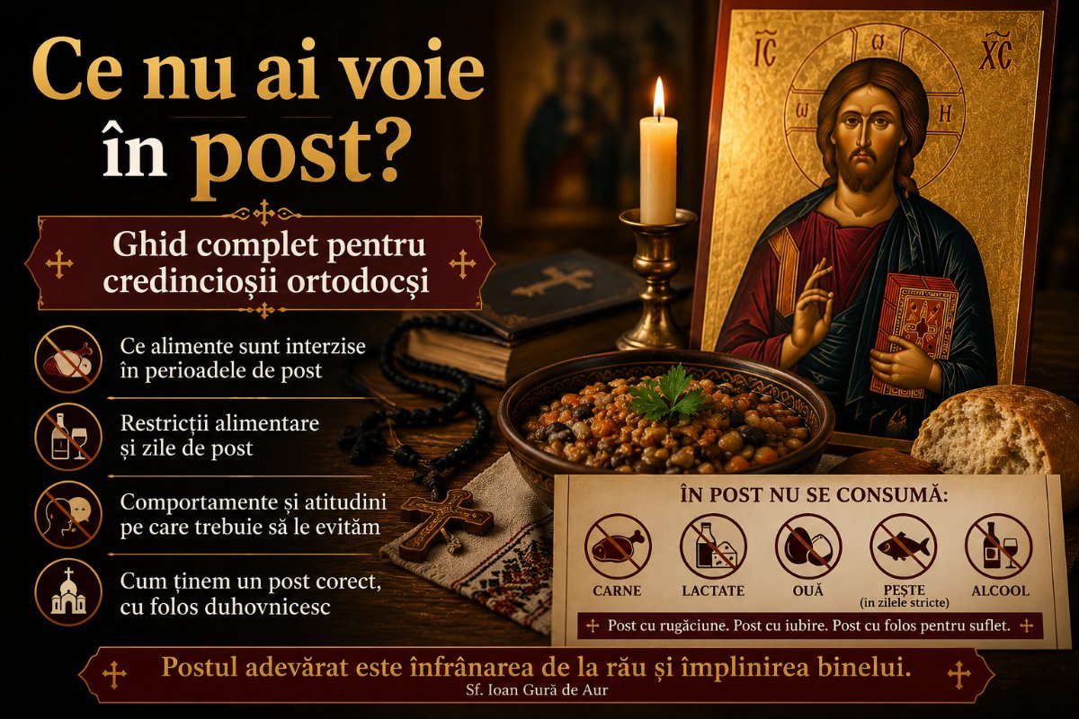 Ce nu ai voie în post? Ghid complet pentru credincioșii ortodocși