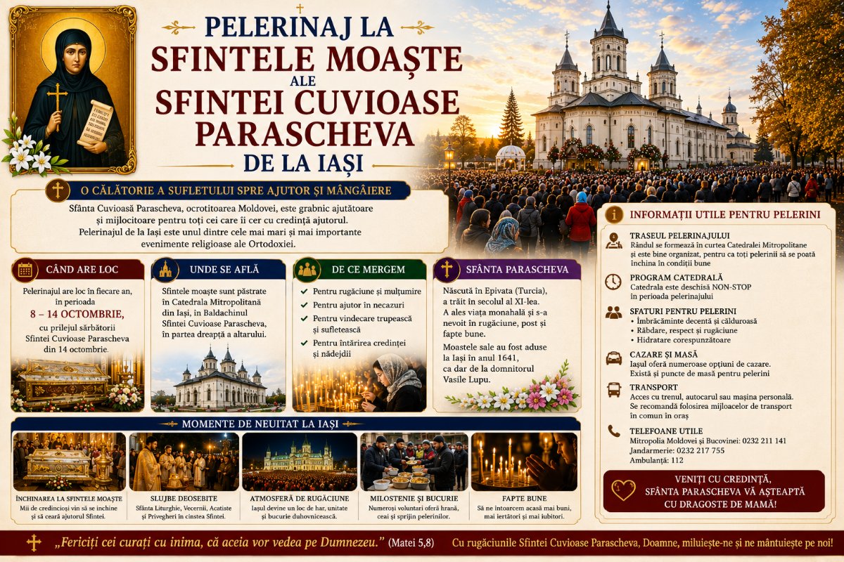 Pelerinaj la Sfintele Moaște ale Sfintei Cuvioase Parascheva de la Iași