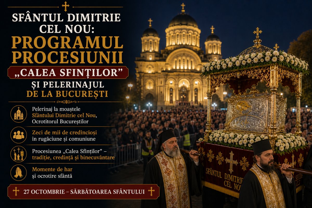 Sfântul Dimitrie cel Nou: Programul Procesiunii „Calea Sfinților” și Pelerinajul de la București