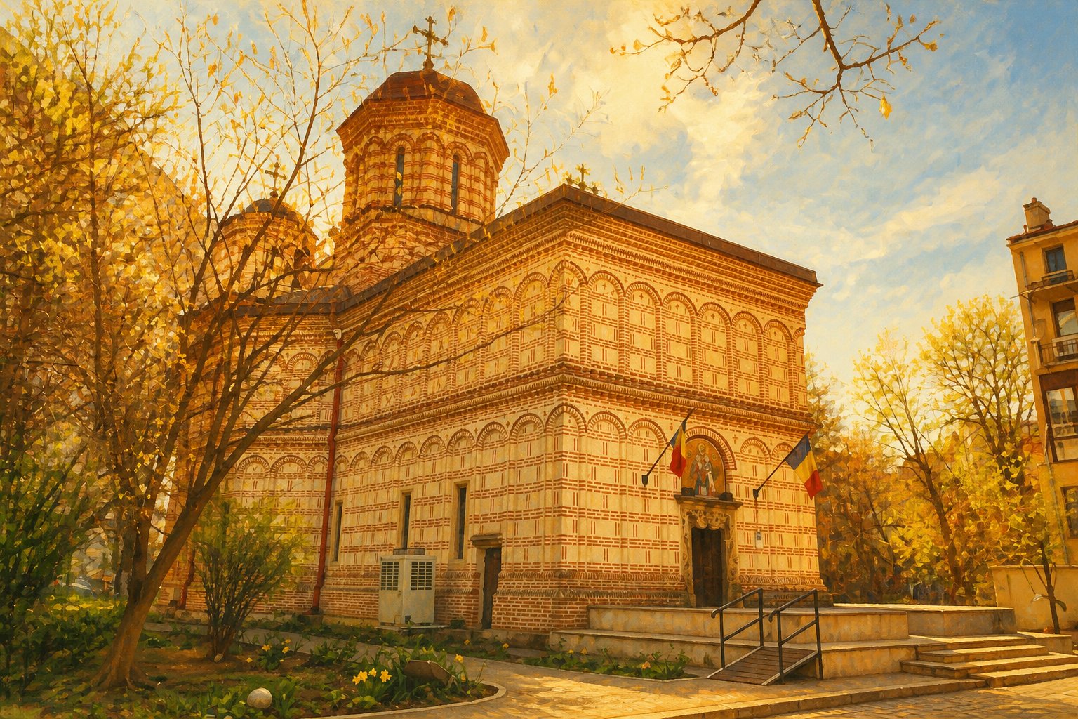 Mănăstirea Mihai Vodă din București, ctitorită de Mihai Viteazul, cu arhitectură brâncovenească.