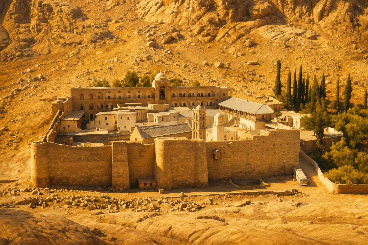 Mănăstirea Sfânta Ecaterina din Peninsula Sinai, Egipt, deține cea mai veche…