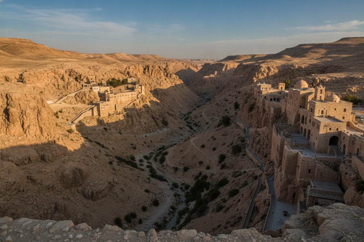 Mănăstirea Sfântul Sava (Mar Saba) din pustiul Iudeii este locul unde s-a stabilit…