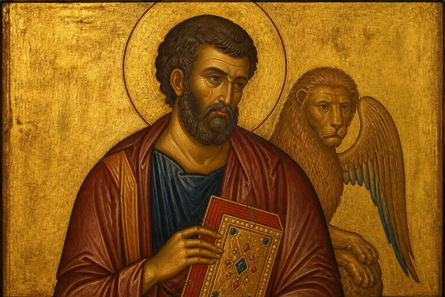 Icoană ortodoxă bizantină a Sfântului Marcu Evanghelistul, fondatorul Bisericii din Alexandria.