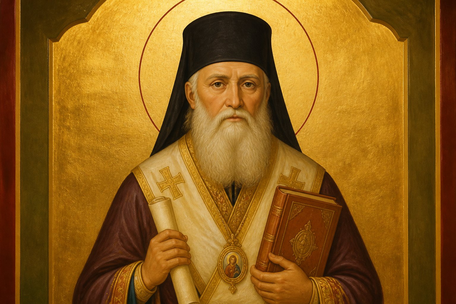 Icoană ortodoxă bizantină a Sfântului Andrei Șaguna, mitropolit și promotor al educației.