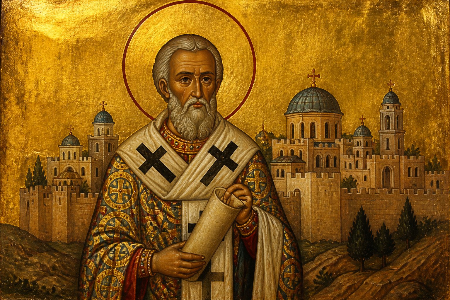 Icoană bizantină cu Sfântul Iacov, Ruda Domnului, primul episcop al Ierusalimului.