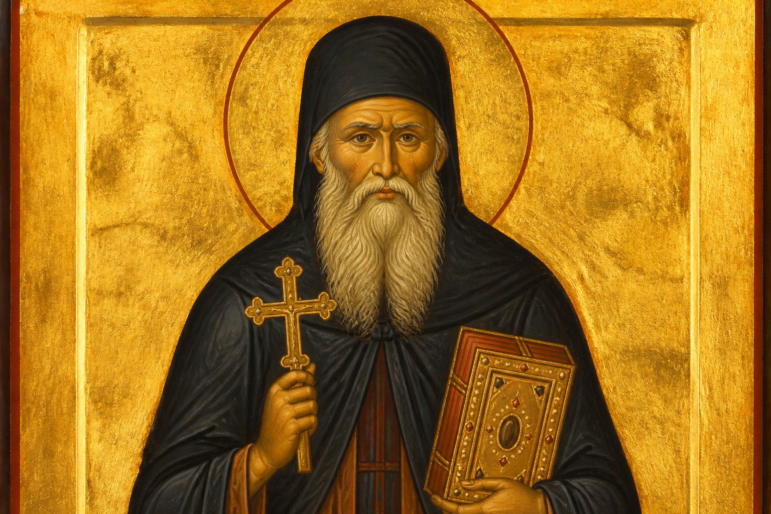Icoană bizantină a Sfântului Cosma Etolul, un ascet și misionar grec din secolul XVIII.