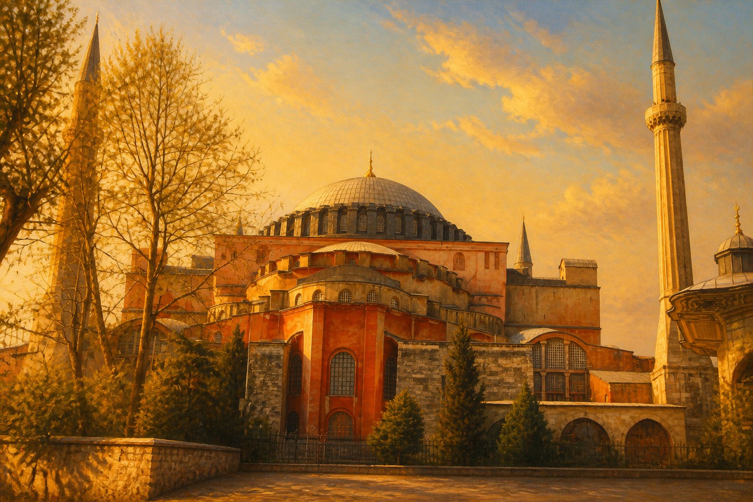 Impresionanta Catedrală Sfânta Sofia din Istanbul, o capodoperă a arhitecturii bizantine.