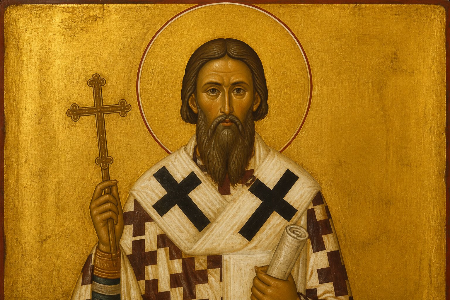 Icoană ortodoxă bizantină a Sfântului Sava al Serbiei, primul arhiepiscop sârb.