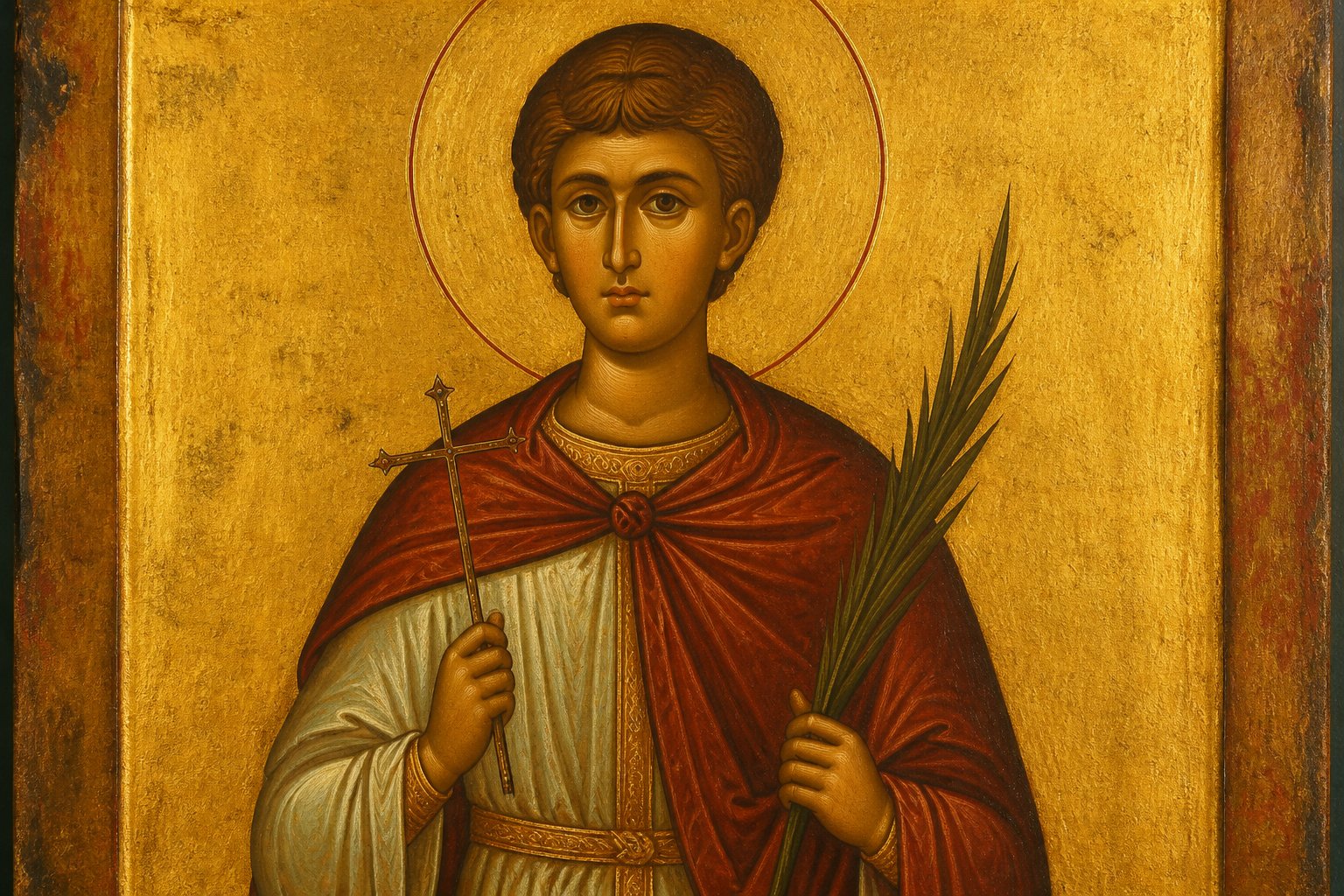 Icoană ortodoxă bizantină a Sfântului Ioan cel Nou de la Suceava, martir.